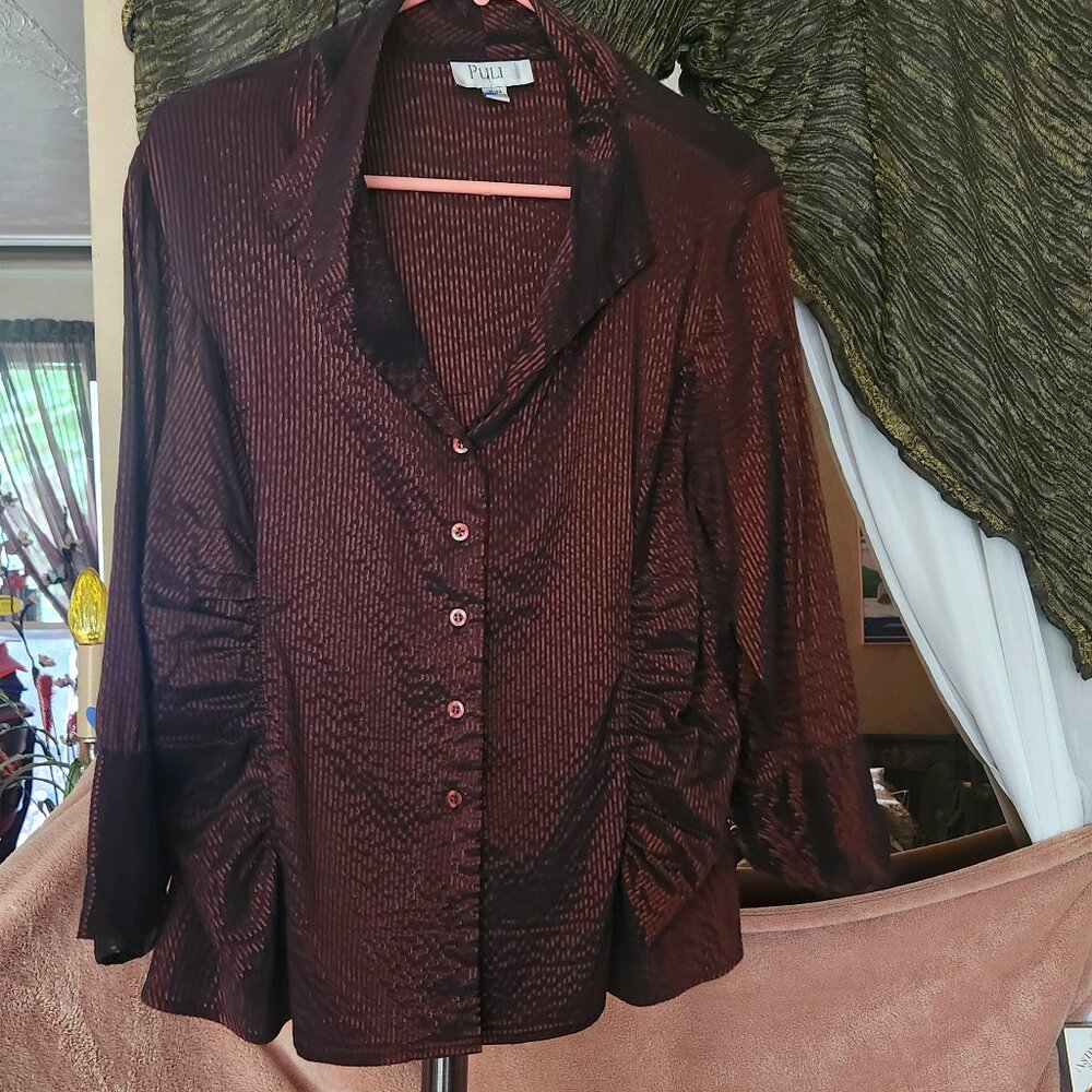 K21 Gogeous Vintage Shiny ruffled jacket/shirt button down by Puli pleated